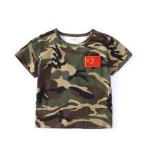 男童纯棉迷彩短袖吸汗衫军训服